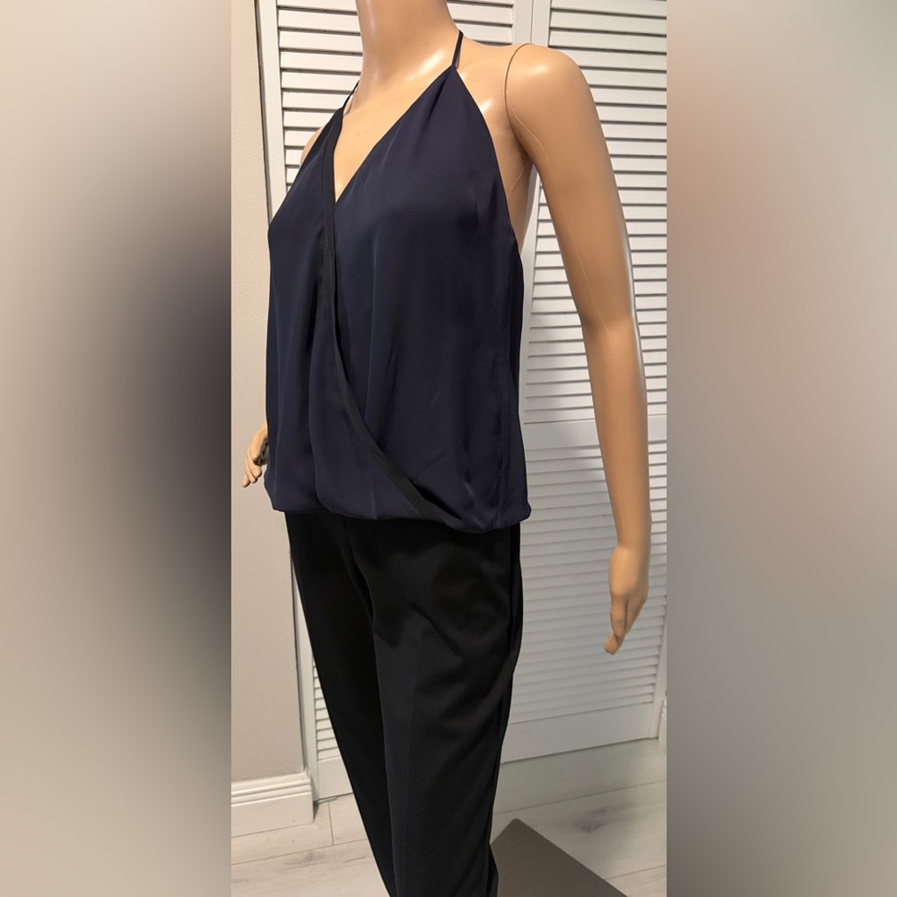 L’AGENCE Silk Versatile Halter Wrap Camisole Navy Draped Top Size S - Picture 6 of 16